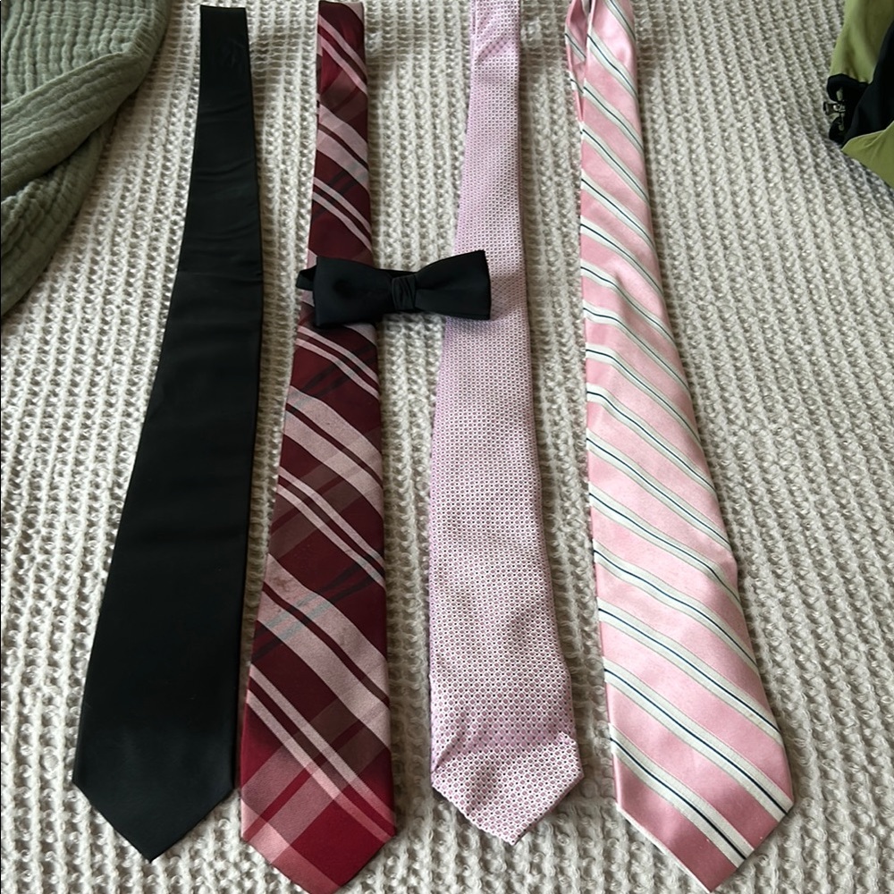 Lot of Elegant Men's Tie Set - Black, Red, Pink